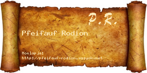 Pfeifauf Rodion névjegykártya